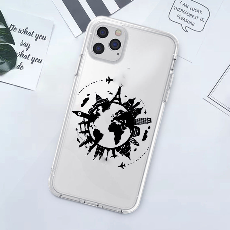 Funda de silicona transparente para teléfono con diseño de mapa de moda