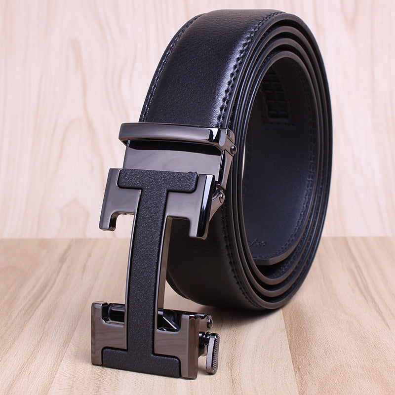 Cinturón de cuero genuino para hombre con hebilla automática