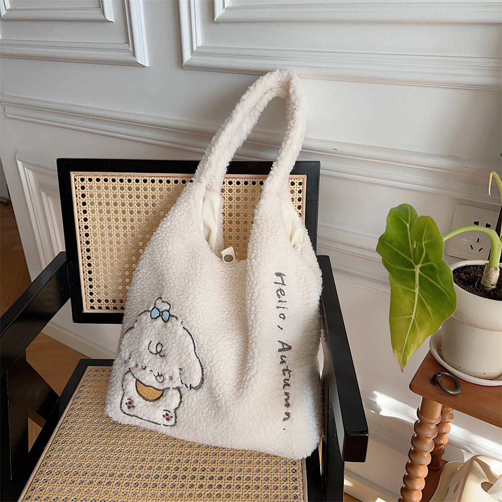 Bolso de hombro de felpa estilo coreano para mujer otoño-invierno