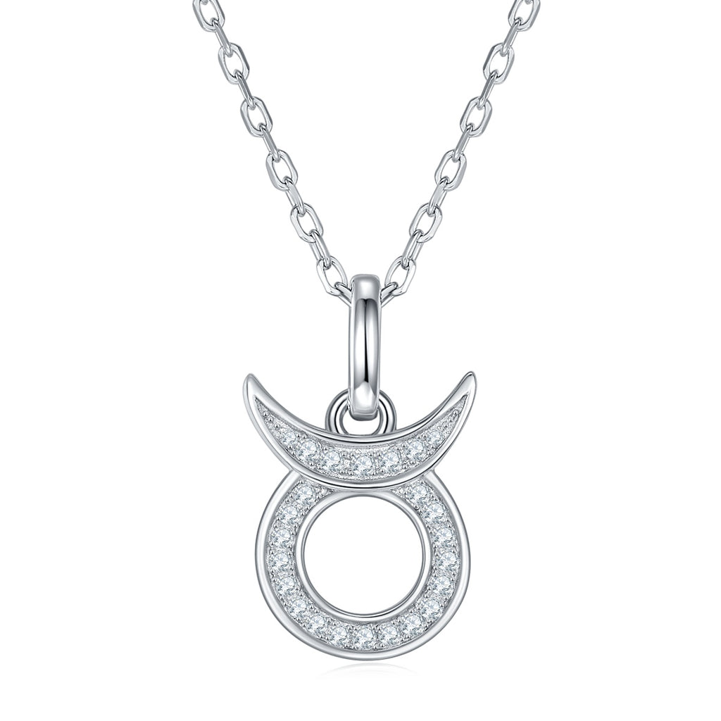 12 Zodiac Signs Taurus Set With Top quality Moissanite Luxurious And Fashionable Light Luxury Trend Jewelry Silver Necklace Pendant Silver plated Platinum