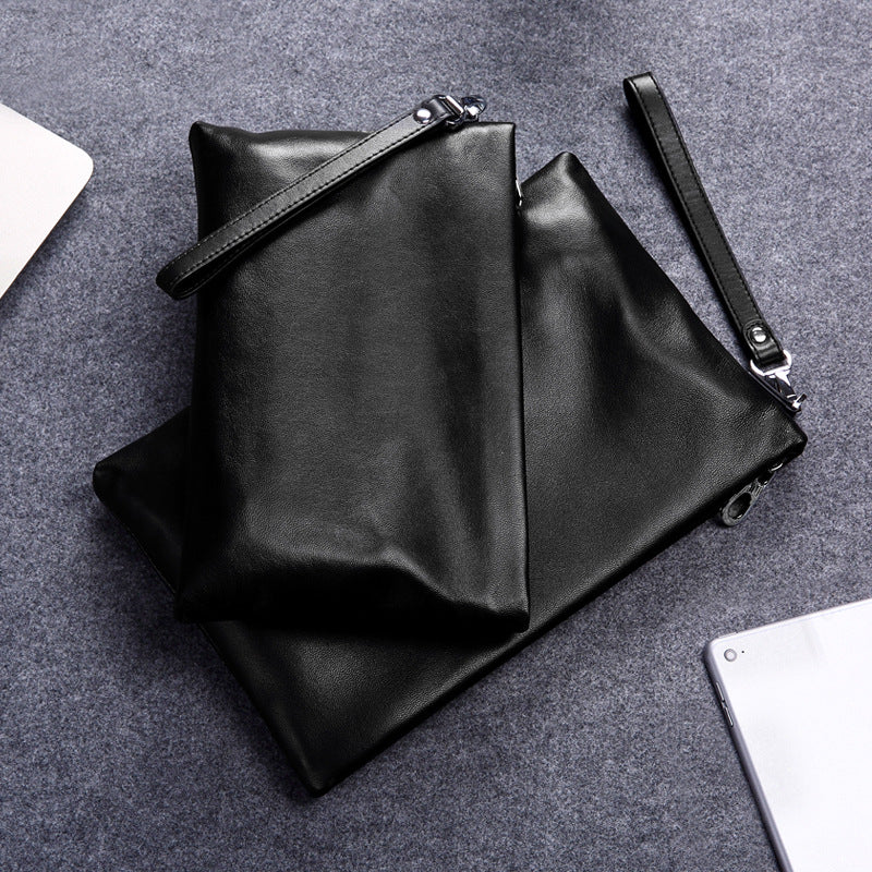 Bolso de mano casual de cuero genuino para hombre
