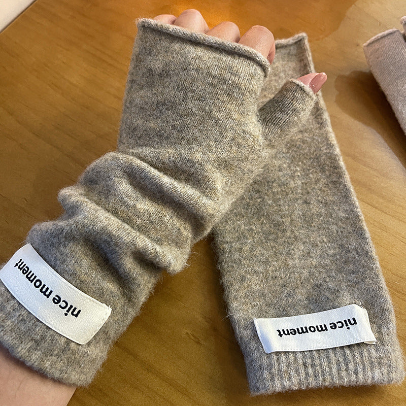 Winter Warm Faux Cashmere Knitted Fingerless Mittens