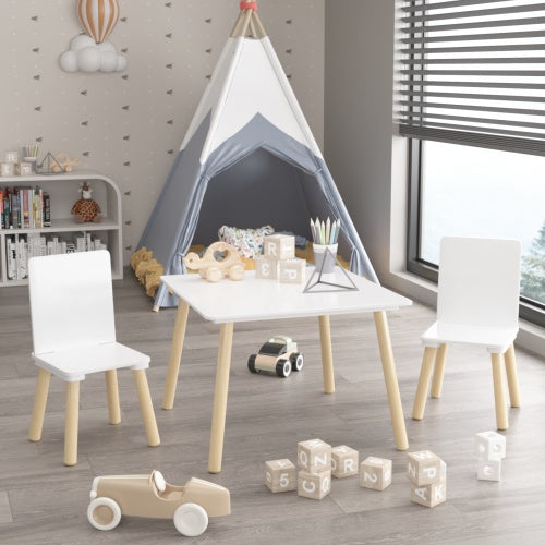 Conjunto de mesa y 2 sillas infantiles de madera