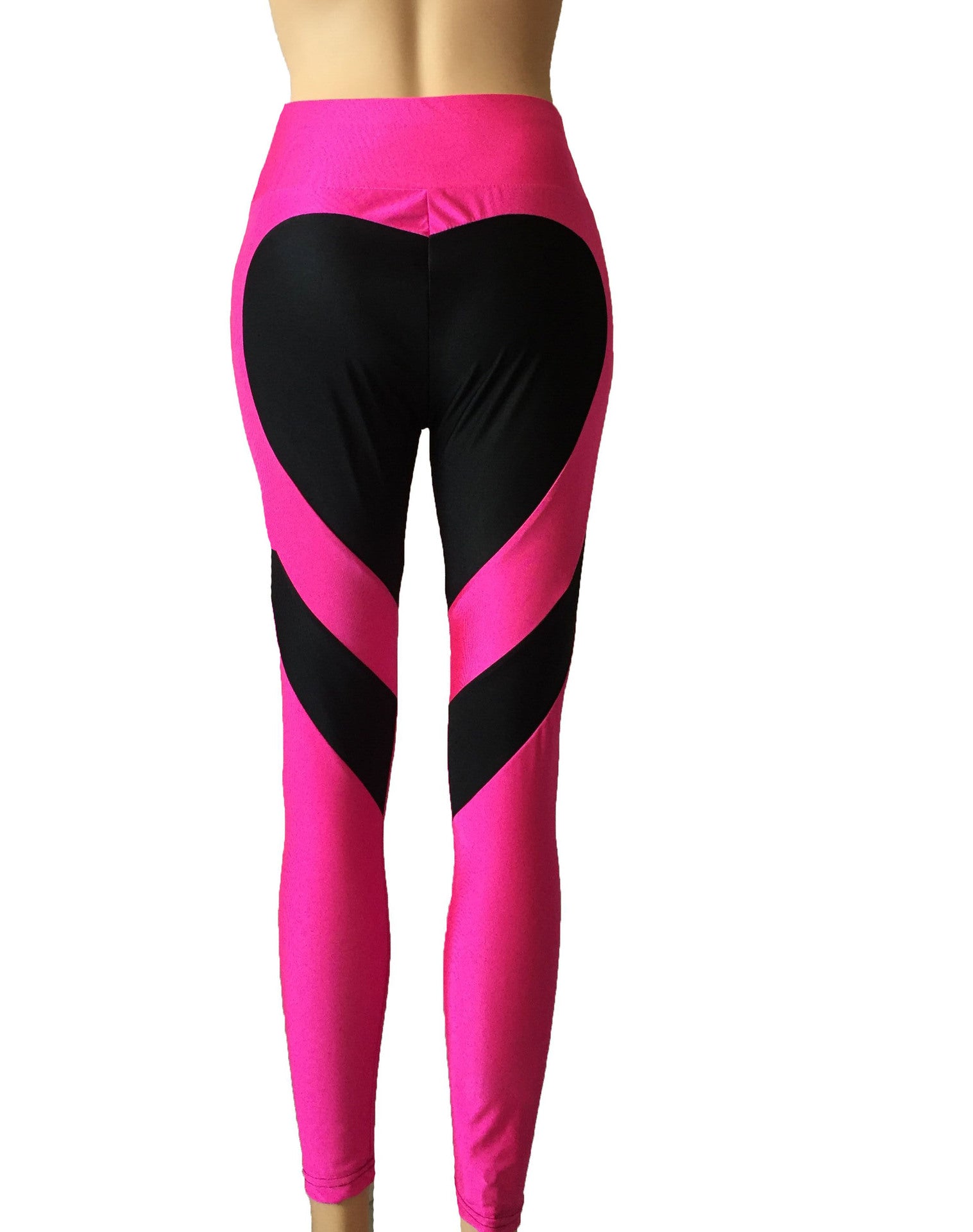 Leggings de patchwork con estampado de corazones que realzan los glúteos y ofrecen una excelente elasticidad.