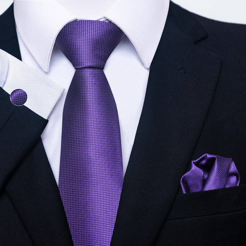 Conjunto de corbata, bufanda y puños con hebilla para hombre, creativo, combinable con todo, para negocios y formal