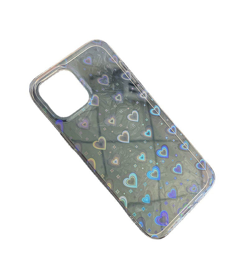 Funda para teléfono transparente con láser doble y colorido amor