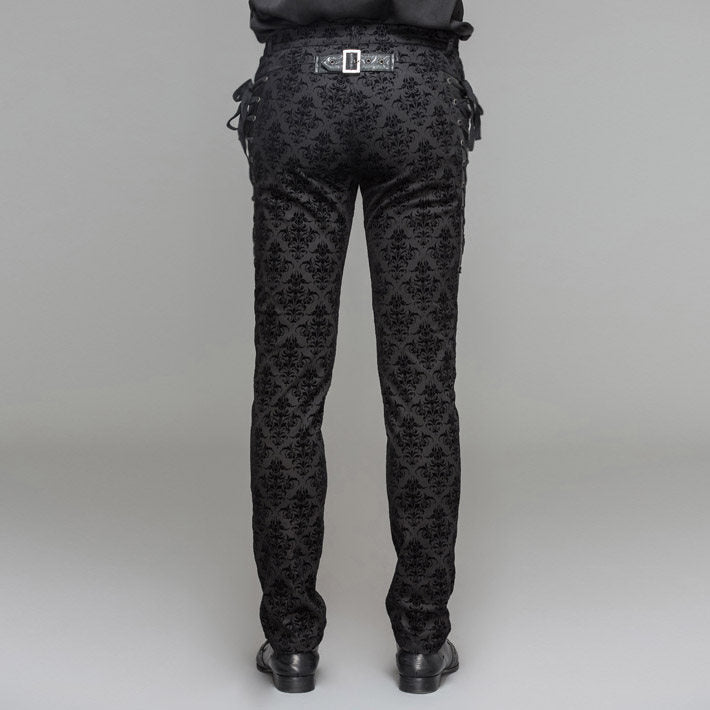 Pantalones casuales gruesos de cintura alta estilo retro palaciego para hombre