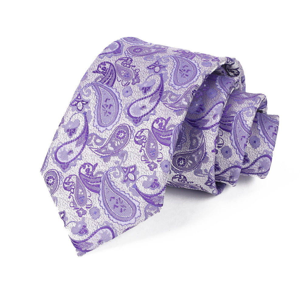 Corbata con flores de anacardo bordadas en jacquard