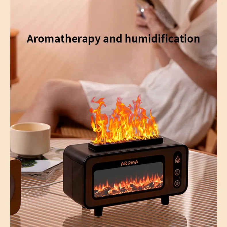 Humidificador ultrasónico de llama de 200 ml con diseño de chimenea 3D y difusor de aroma con luz colorida para dormitorio.
