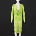 Hollow-out Midriff-baring Boat-neck Long-sleeve Top
