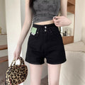 Shorts vaqueros negros de cintura alta para mujer, estilo ligero primavera-verano
