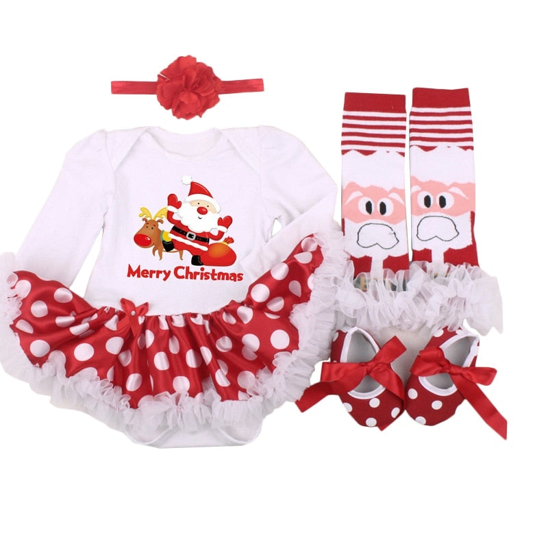 Conjunto de ropa para recién nacido de cuatro piezas para regalo de Navidad para bebé 