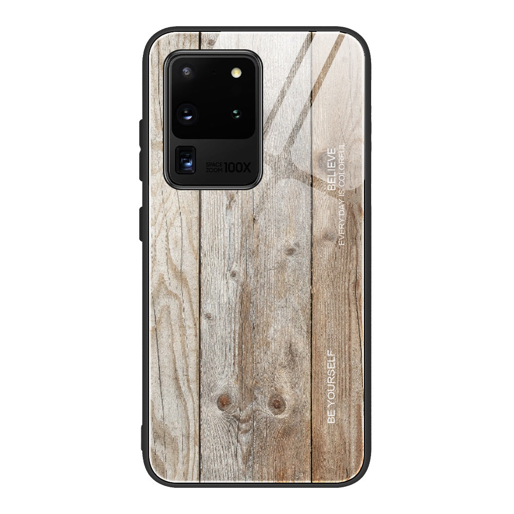 Funda para teléfono de vidrio templado con veta de madera