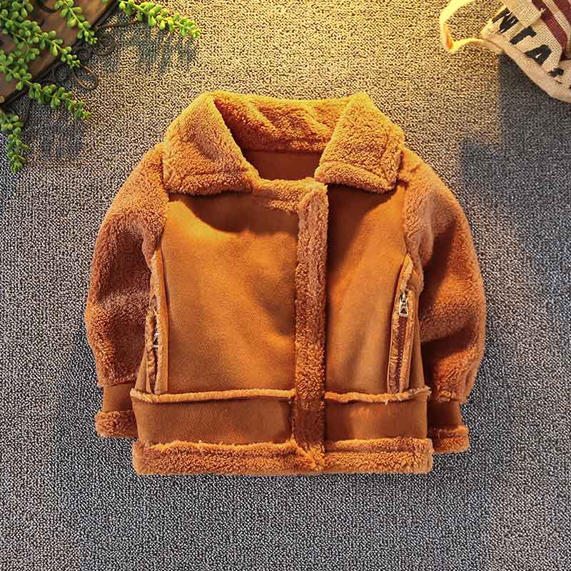 Chaqueta corta marrón de manga larga para niños 
