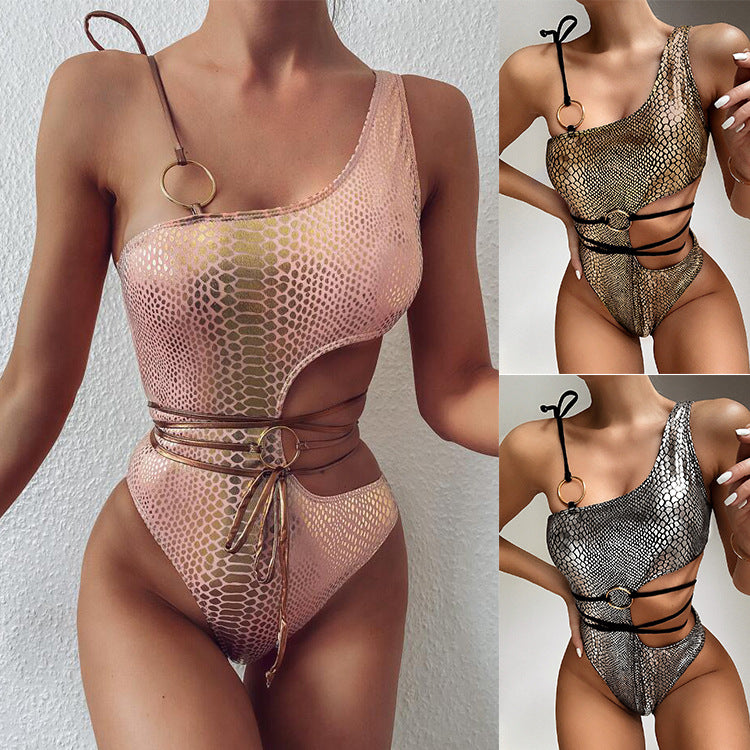 Snake Print Bikini Set Women Two Piece Animal Pattern Swimsuit Beach