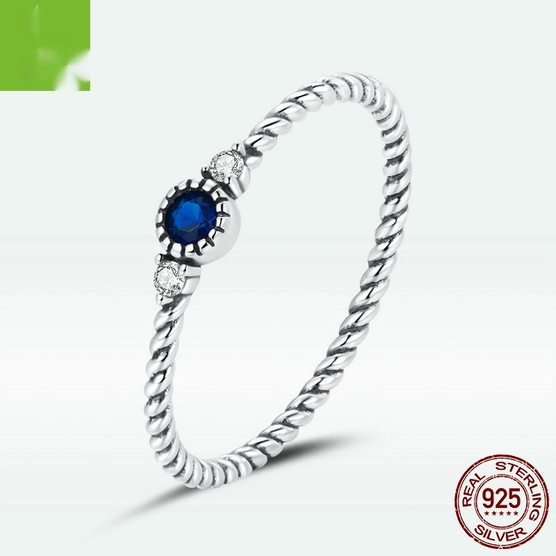 Mysterious Blue Ring In 925 Sterling Silversimple Yet Vintage