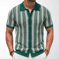 Men's Striped Jacquard Short-Sleeve Knit Shirt