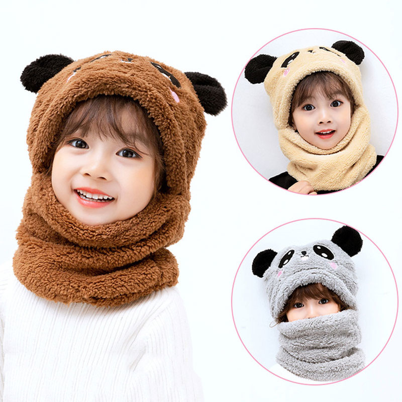 Gorro de invierno para niños y niñas, de una pieza, con protección para las orejas y cabeza de panda.