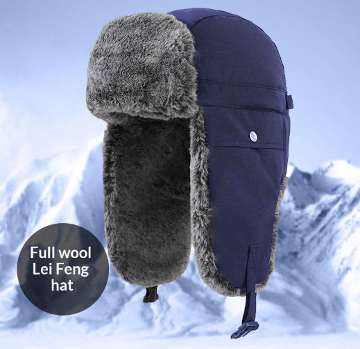 Gorra Lei Feng de invierno para hombre, resistente al viento y con protección auditiva para exteriores