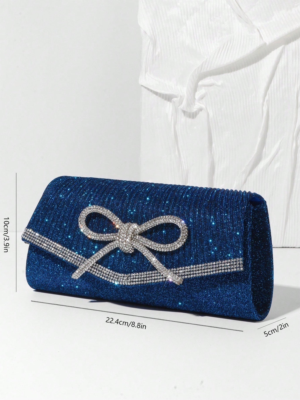 Bolso de noche con lazo, bolso de mano brillante para mujer, bolso de mano elegante con purpurina y diamantes de imitación para boda, fiesta o graduación.