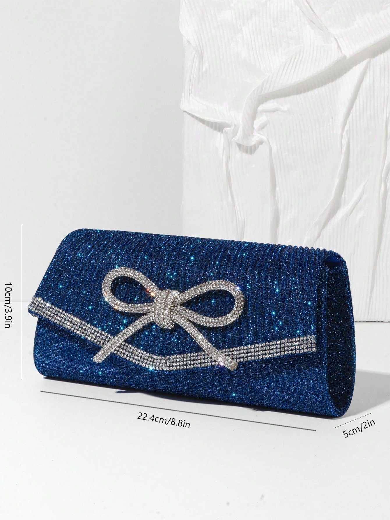Bolso de noche con lazo, bolso de mano brillante para mujer, bolso de mano elegante con purpurina y diamantes de imitación para boda, fiesta o graduación.