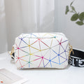 Bolso para cámara con correa de letras, estampado geométrico radiante y colorido