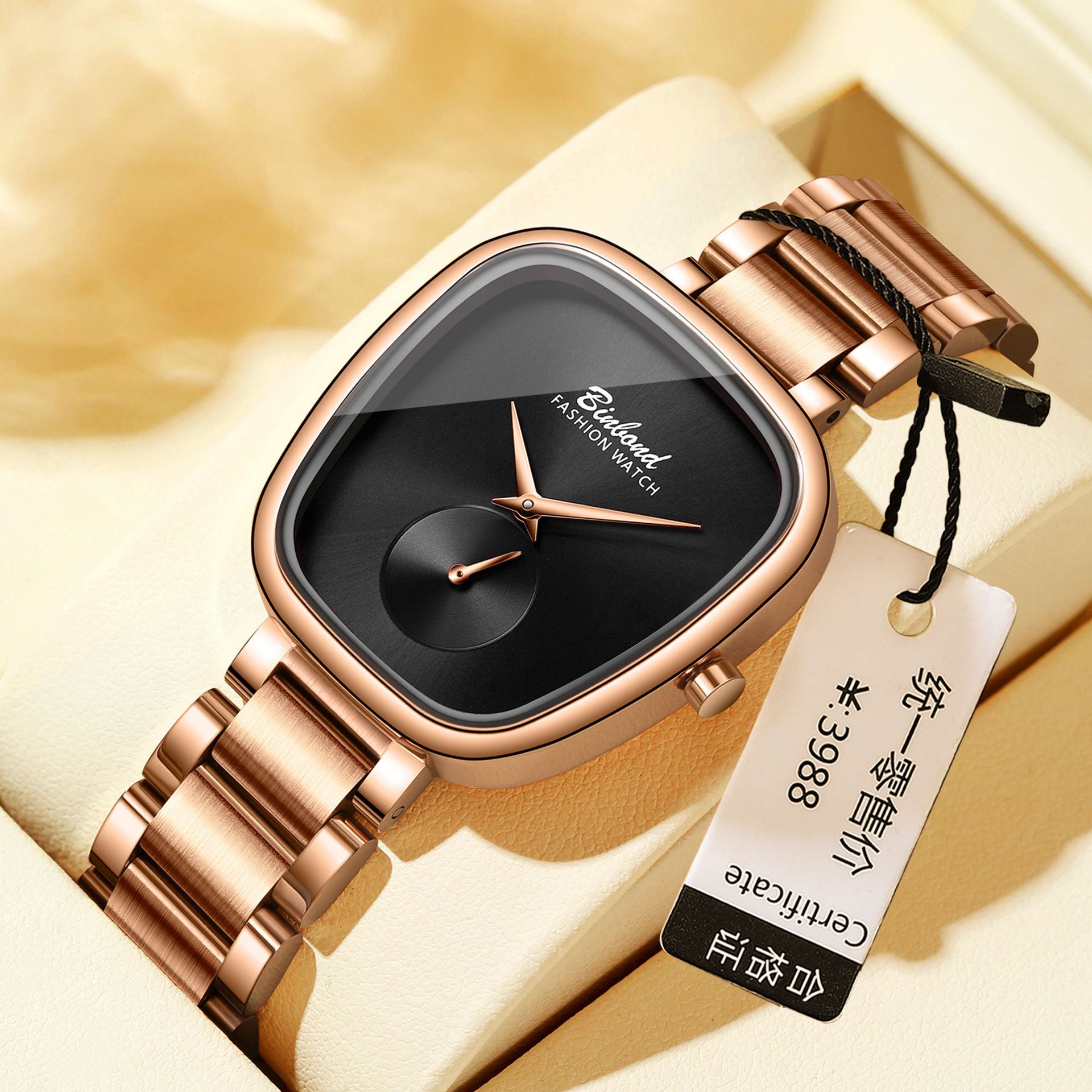 Reloj de cuarzo de acero inoxidable resistente al agua para mujer