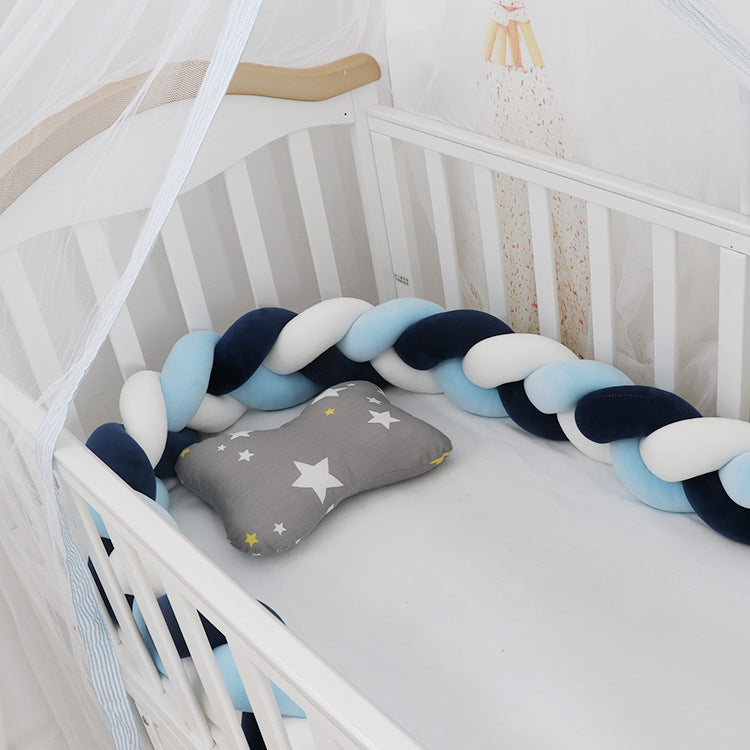 Protector de cuna para bebé, cojín con nudo trenzado, protector de cuna para bebé, decoración de habitación