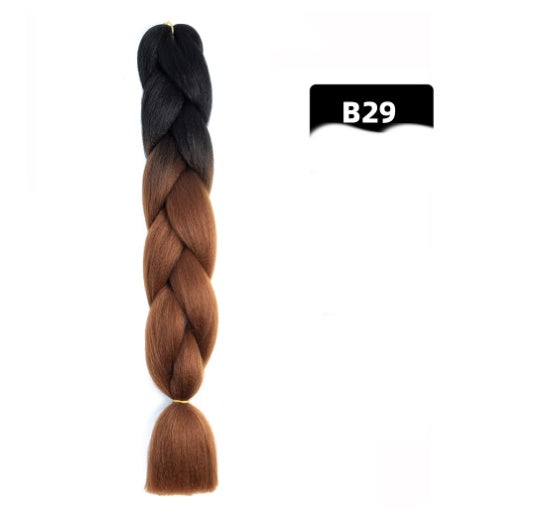 Peluca de seda africana de alta temperatura con fibra química y trenza grande en color degradado