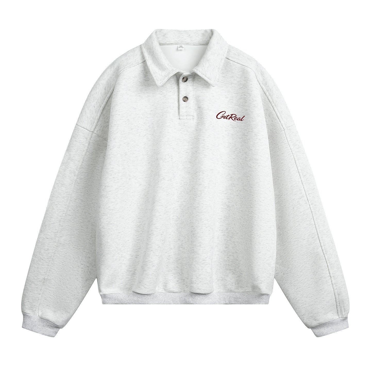 Letter-printed Lapel-button Long-sleeve Hoodie
