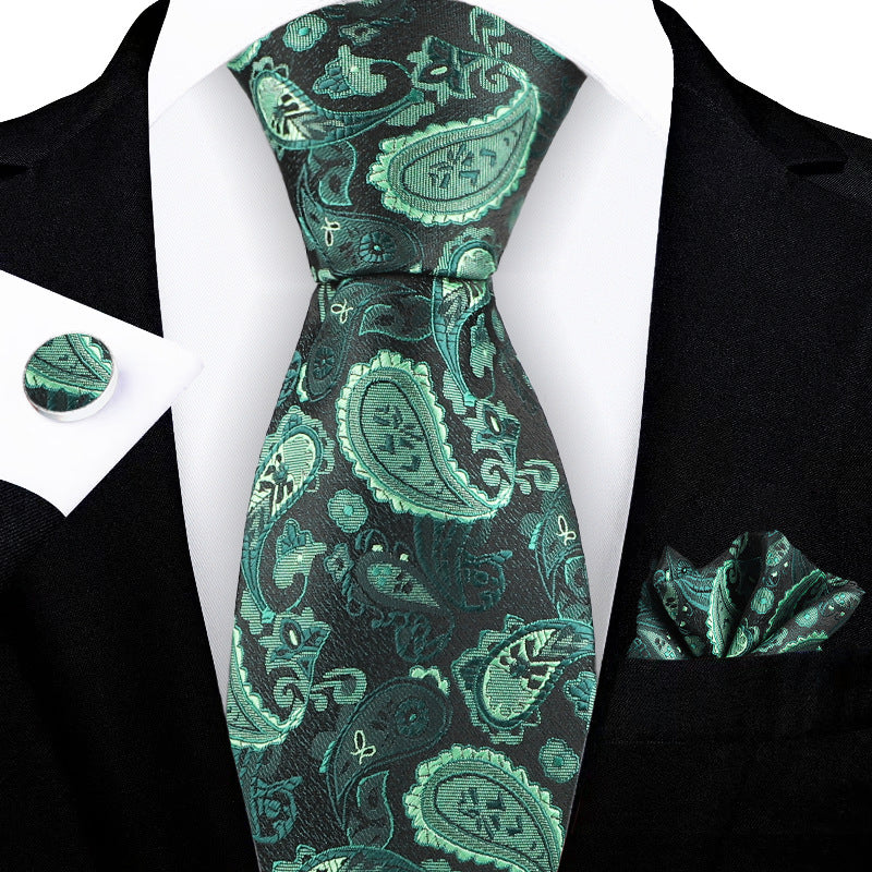 Corbata con flores de anacardo bordadas en jacquard