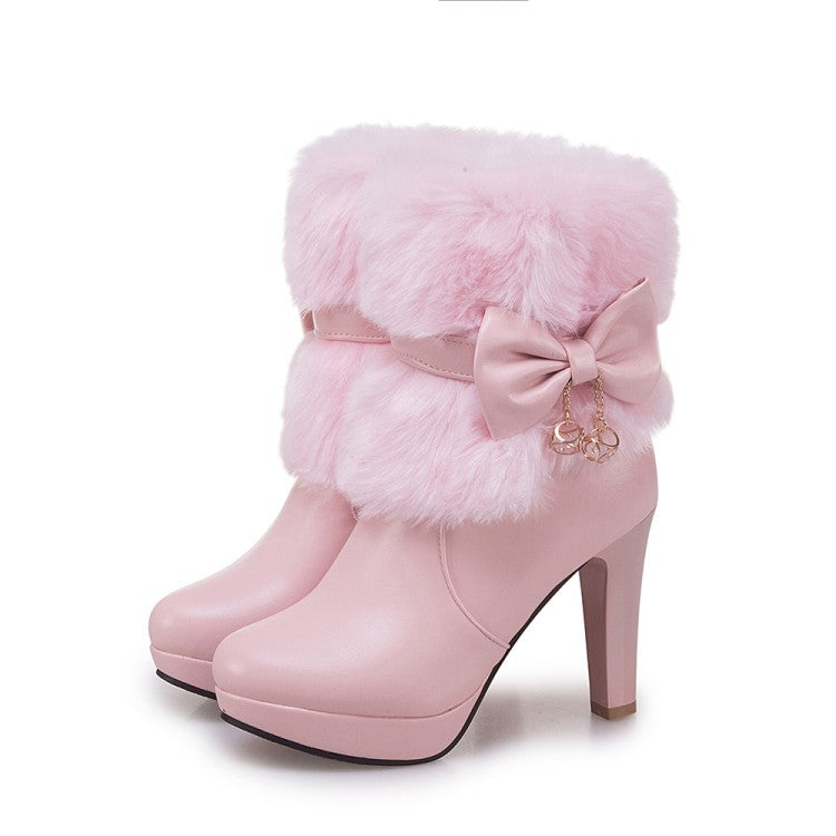 Botas cortas con cuello de piel y lazo para jinete