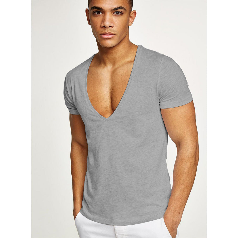 Camiseta de cuello en V profundo para fitness, deportes y ocio 
