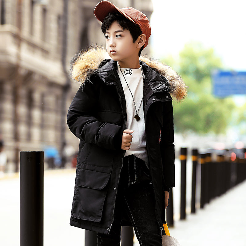 Chaqueta de plumas para niño con engrosamiento largo