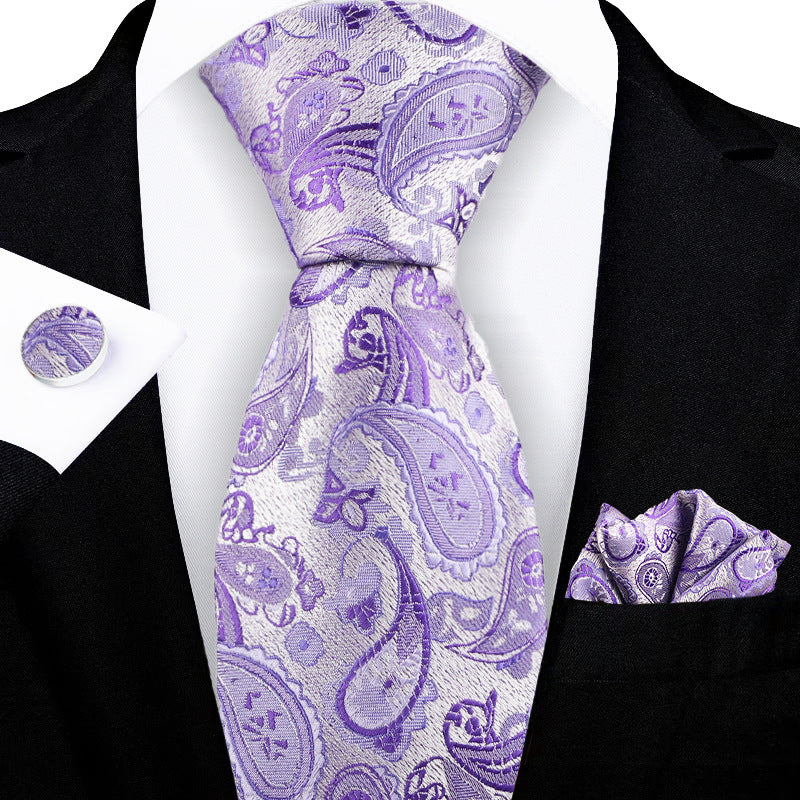 Corbata con flores de anacardo bordadas en jacquard