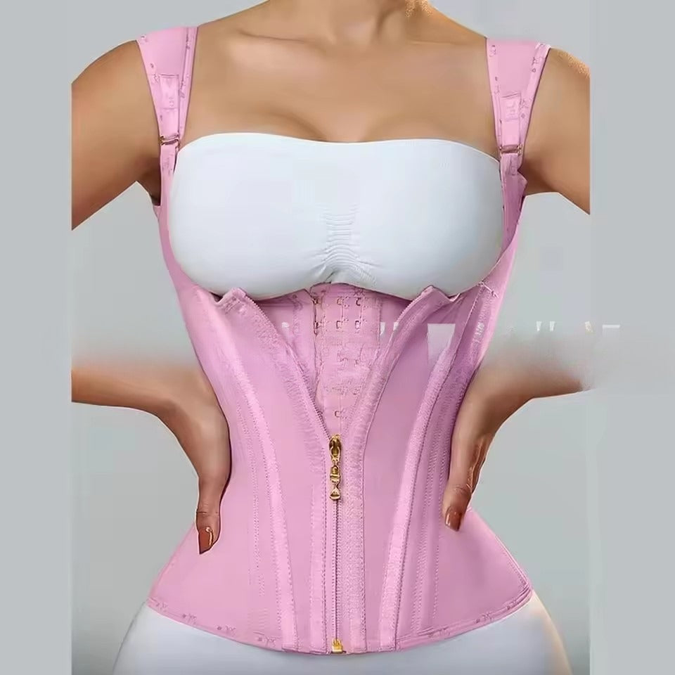 Latex Vest-style Zip-and-button Sports Shapewear For A Toned Midsection