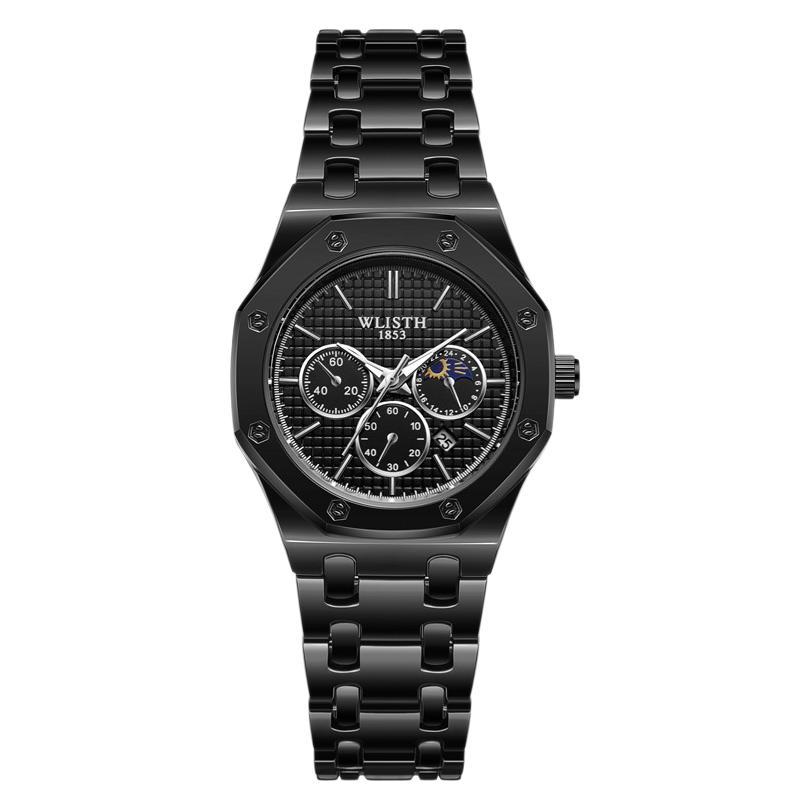 Reloj de mujer con correa de acero luminosa y calendario.
