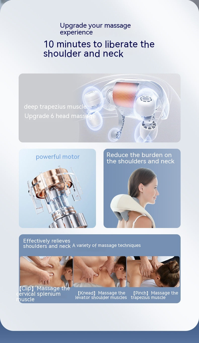 Masajeador de hombros y cuello, levantamiento de cuello, compresa caliente, dragado de cuello, pinza para músculo trapezoide, amasamiento