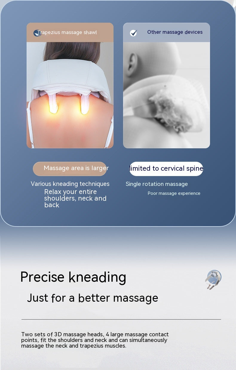 Masajeador de hombros y cuello, levantamiento de cuello, compresa caliente, dragado de cuello, pinza para músculo trapezoide, amasamiento