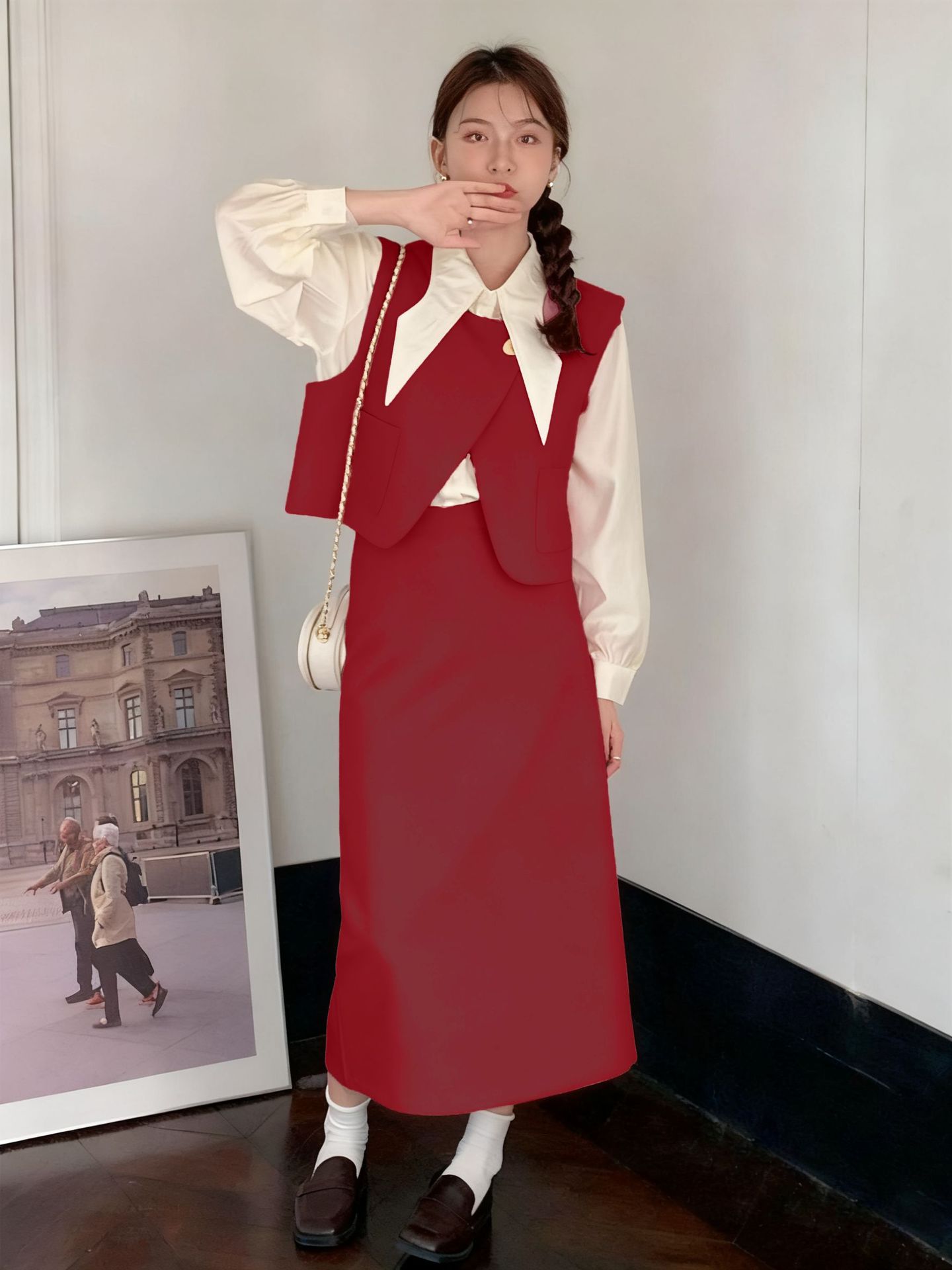 Split Sheath Skirt Mid-length Straight Skirt For Women