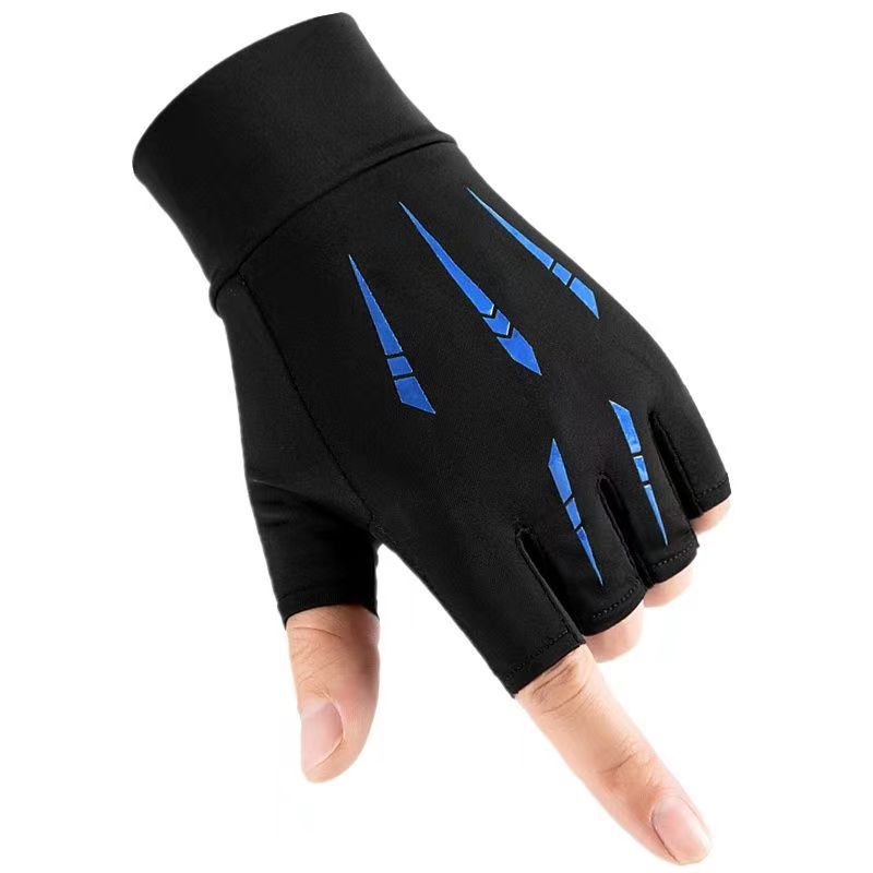 Guantes de medio dedo para deportes al aire libre de verano, hechos de seda de hielo con agarre antideslizante.