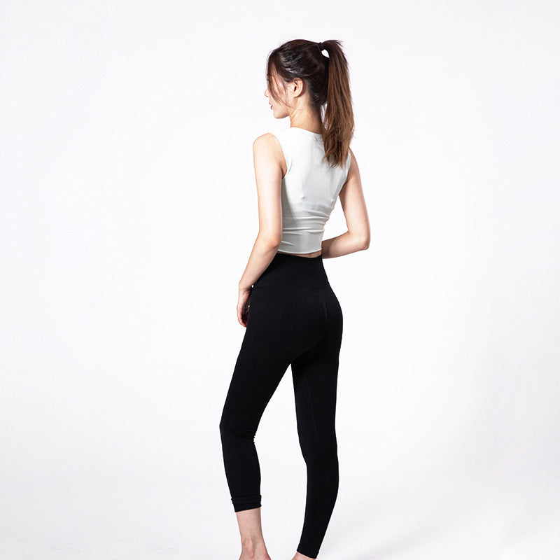 Pantalones de yoga de cintura alta con control de abdomen y levantamiento de glúteos en colores lisos
