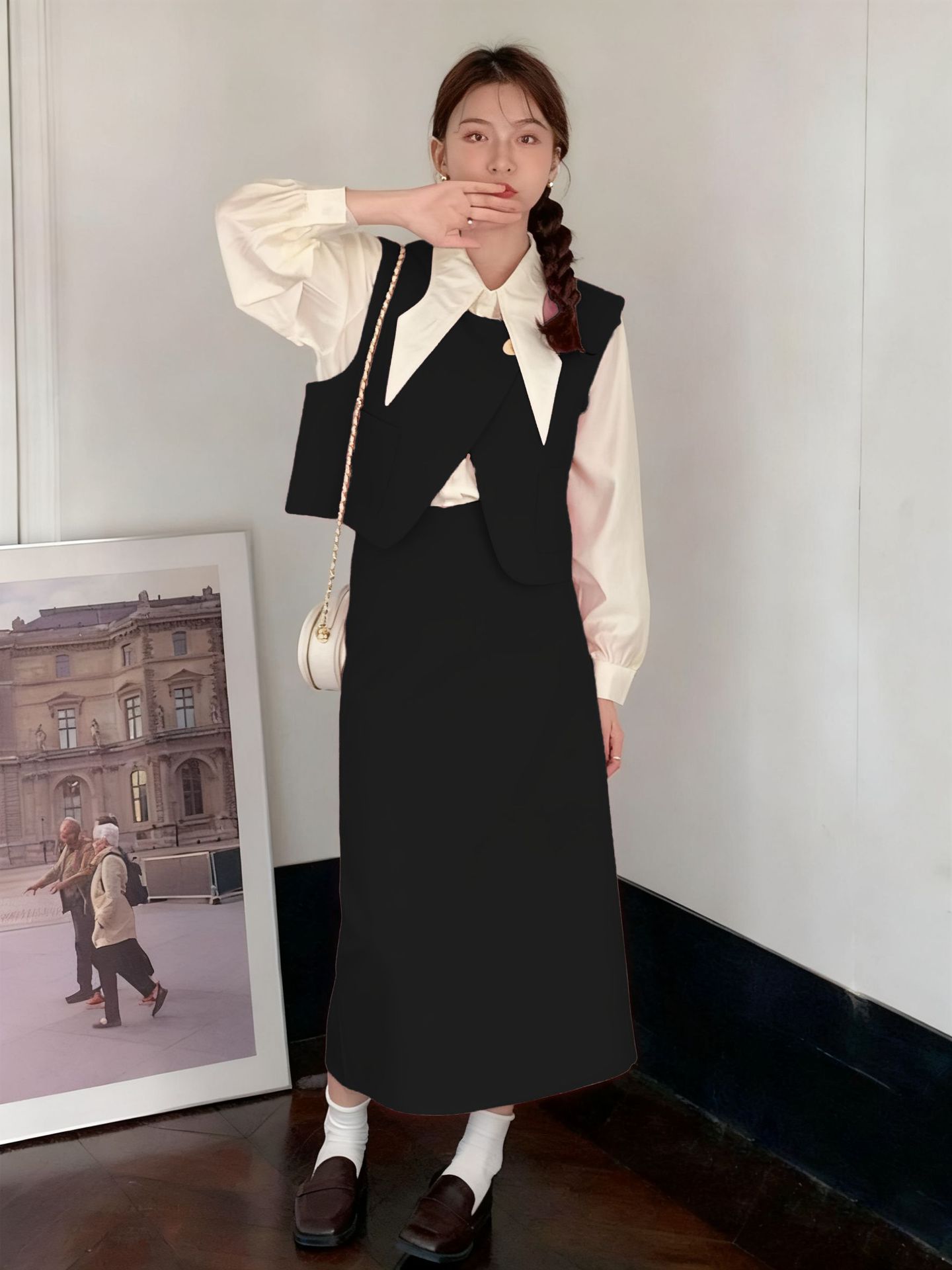 Split Sheath Skirt Mid-length Straight Skirt For Women
