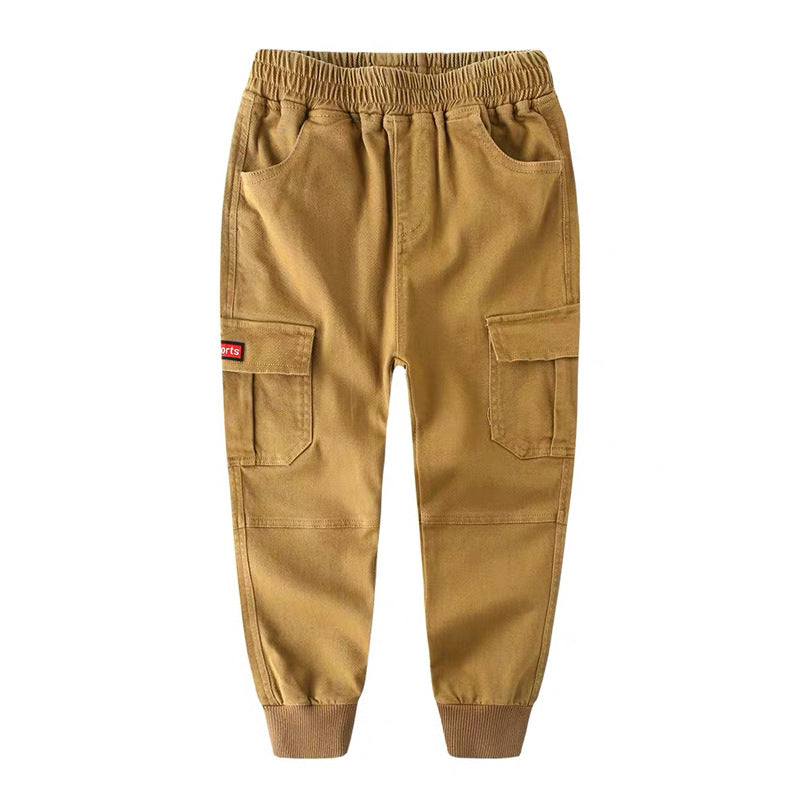 Autumn Trousers Outer Wear Men's Medium And Big Children's Overalls Casual New Fashion
