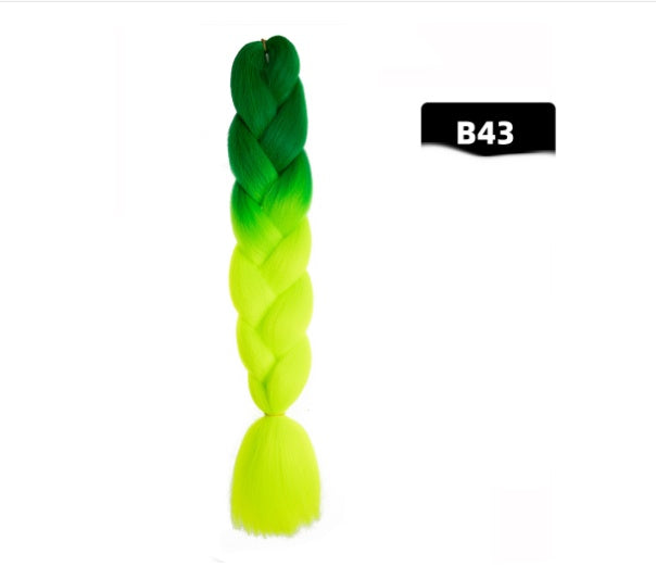 Peluca de seda africana de alta temperatura con fibra química y trenza grande en color degradado