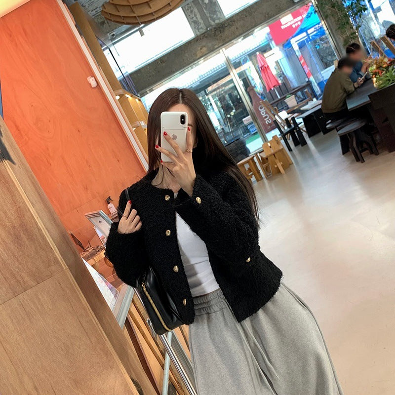 Abrigo de lana retro elegante de un solo pecho para mujer