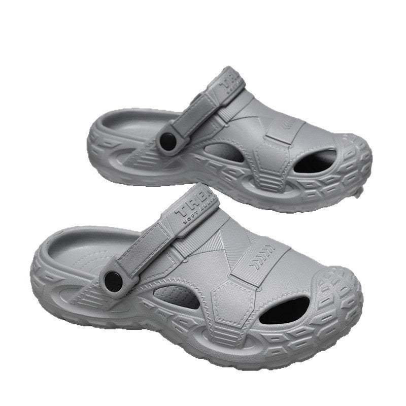 Zuecos de playa cerrados con suela blanda antideslizantes para hombre, de verano, para exteriores