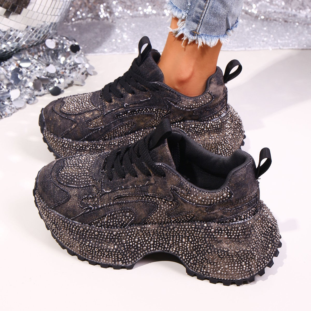 Zapatillas deportivas informales, elegantes, versátiles y con suela gruesa que aumentan la altura para mujer.