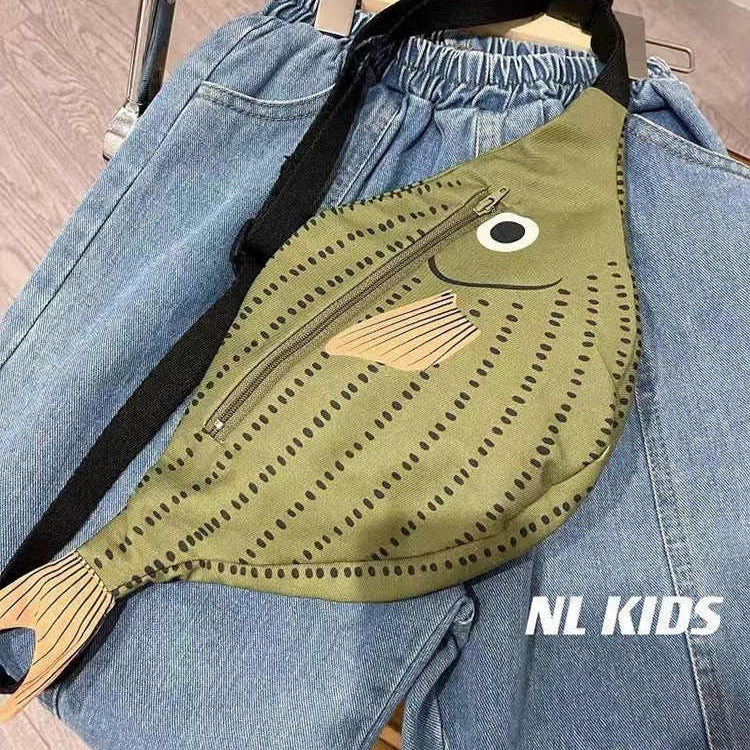 Bolso bandolera infantil estilo pez verde para padres e hijos