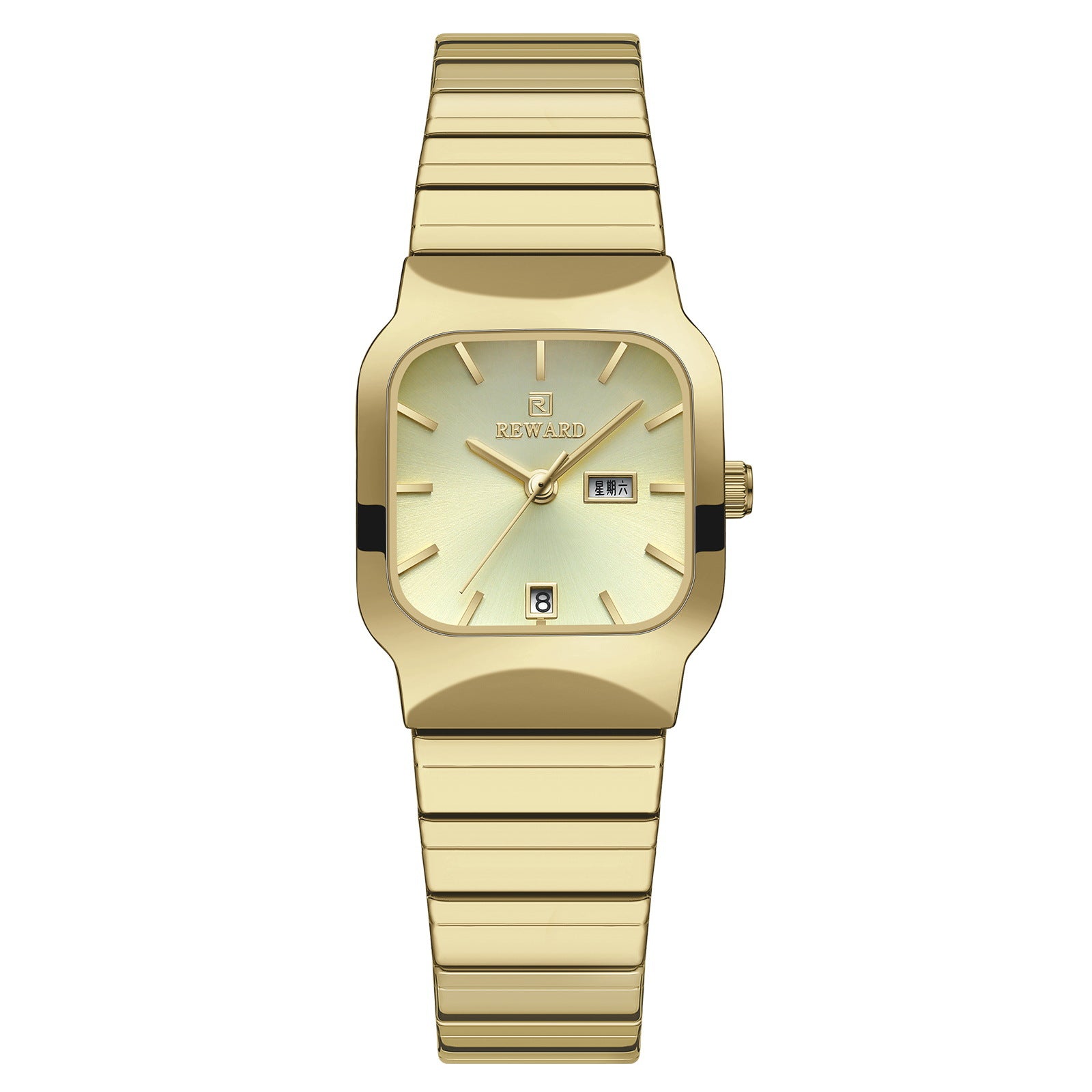 Reloj funcional informal de pareja con doble punta cuadrada